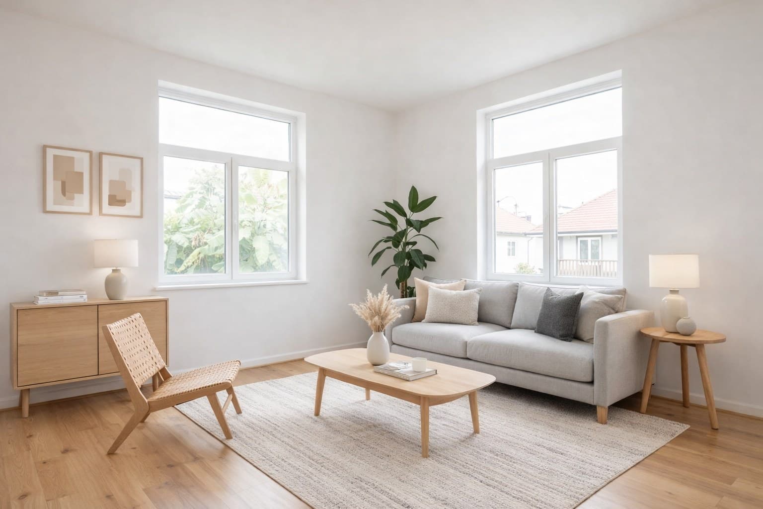 Raum nach KI Virtual Staging mit Möblierung