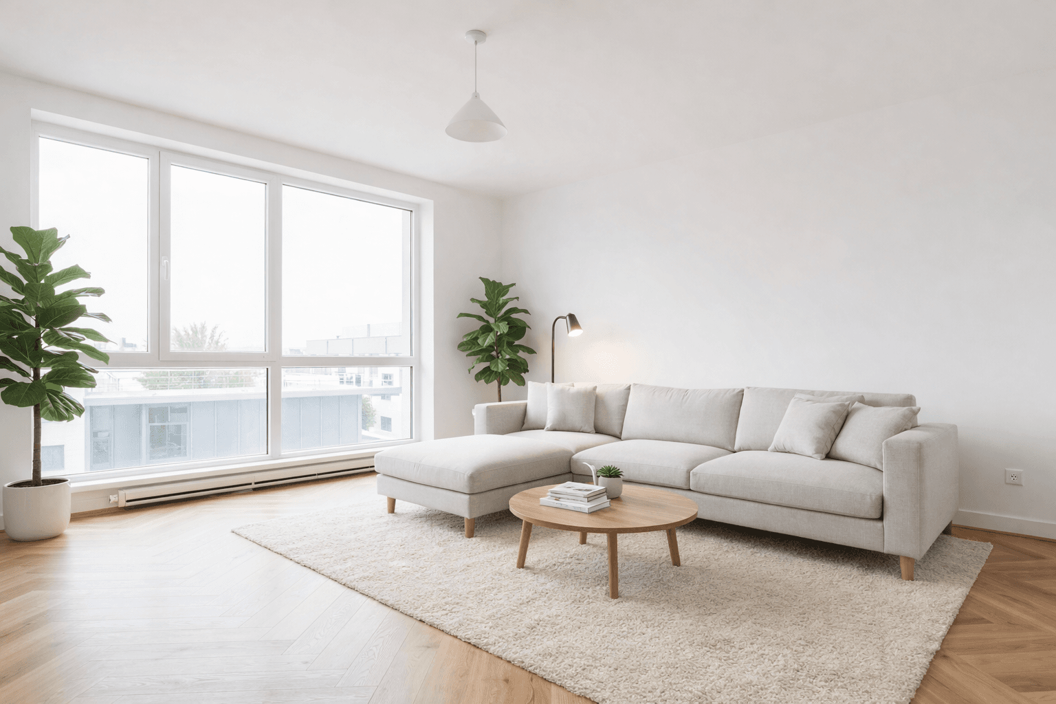 Raum nach Virtual Staging mit KI-Möblierung