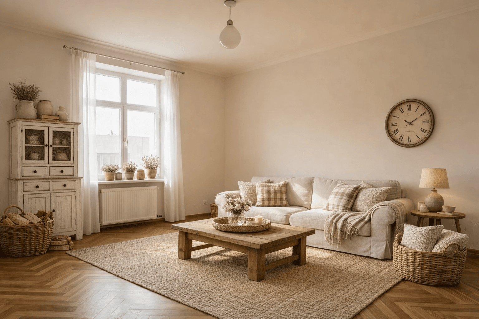 Raum nach Virtual Staging mit KI-Möblierung