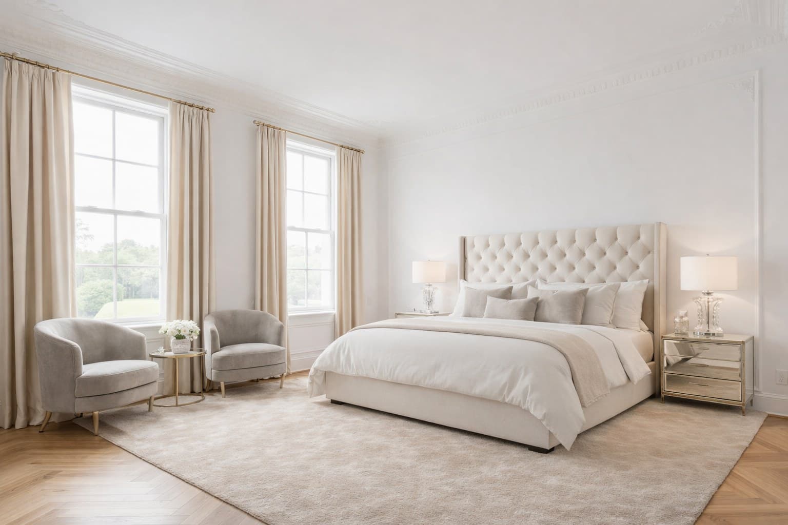 Schlafzimmer nach Luxus Virtual Staging mit KI