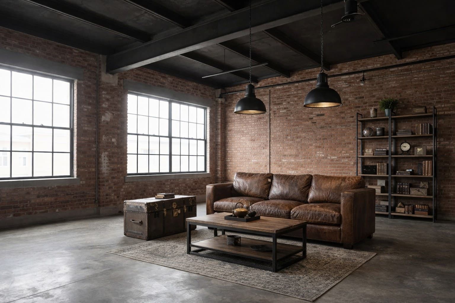 Wohnzimmer nach Industrial Virtual Staging mit KI