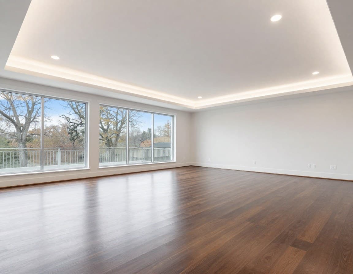 Leerer Raum: Wohnzimmer vor Modern Virtual Staging